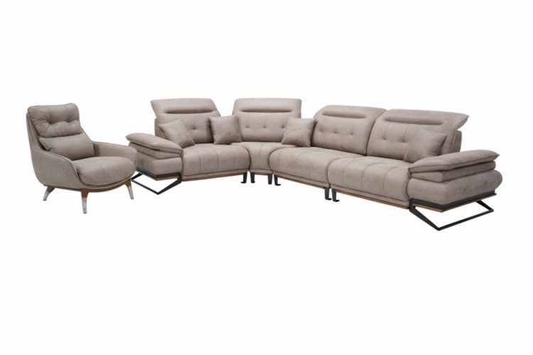 Набор мягкой мебелт: Угловой диван и кресло "Эмилия " бежевый. Зелёный,чёрный, синий,  коричневый