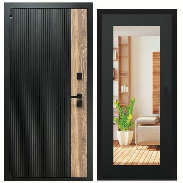 Дверь входная «Ника», внутренняя панель НШ-9/2 ( дуб серый)