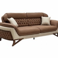 Диван трехместный "Астра" коричневый с каретной стяжкой.