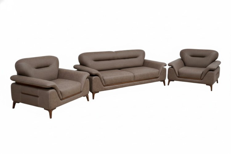 Комплект мягкой мебели "Зегна" 3+1+1, экокожа коричневая.