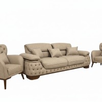 Комплект мягкой мебели "Хелен" бежевый с каретной стяжкой.