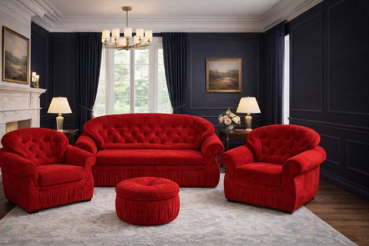 Комплект мягкой мебели «Марго» цвет-красный бархат