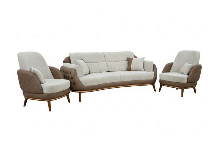 Комплект мягкой мебели "Амина" 3+1+1 бежево-коричневый.