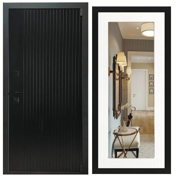 Дверь входная «Дарк», внутренняя панель НШ-9/2 ( молочный софт)