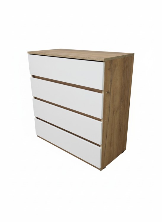 Комод "Некст 1 нн" с 4 ящиками, белый/дуб.