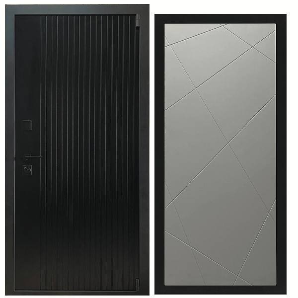 Дверь входная «Дарк», внутренняя панель Лучи (лайт грей софт)