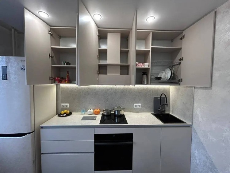 Кухонный гарнитур от производителя на заказ прямой эмаль 18мм цвет Теффи