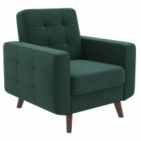 Кресло мягкое "Велюр" изумрудное с каретной стяжкой.