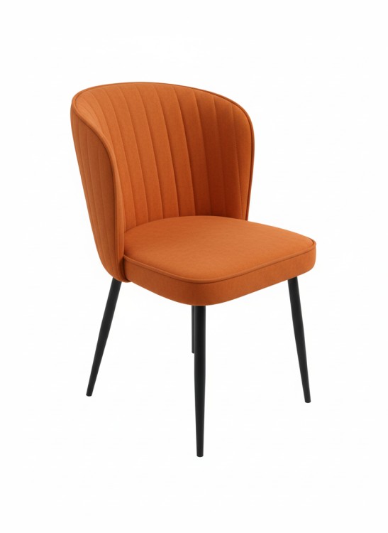 Стул обеденный мягкий "Милано" велюр оранжевый.