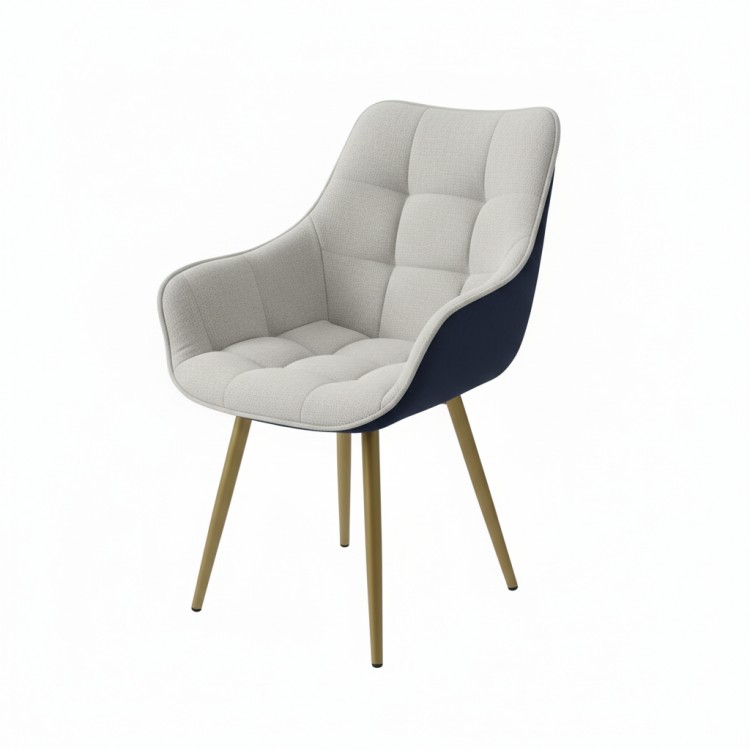 Кресло обеденное "Элегант" сине-серое на золотых ножках.