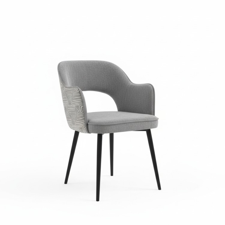 Кресло обеденное "Элегант" серое с черными ножками.