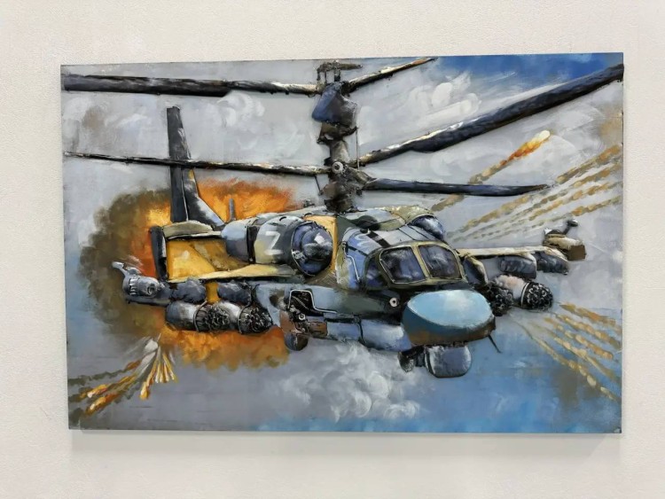 Картина из металла «Вертолет Ка-52»