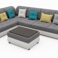 Диван угловой "Бостон 037" модульная система, серо-белый