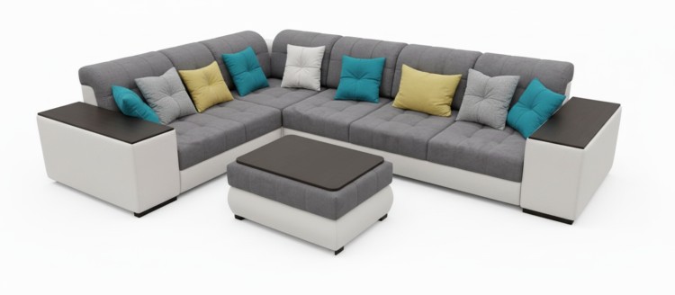 Диван угловой "Бостон 037" модульная система, серо-белый