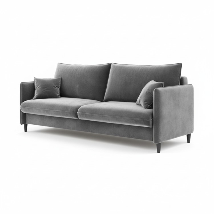 Диван-кровать Берген в скандинавском стиле, шагающий механизм пантограф, вентилируемый ящик для хранения, серый, велюр 