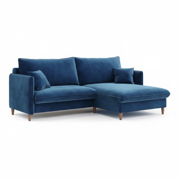 Угловой диван-кровать Берген с подъемной софой, шагающий механизм Пантограф, синий. 