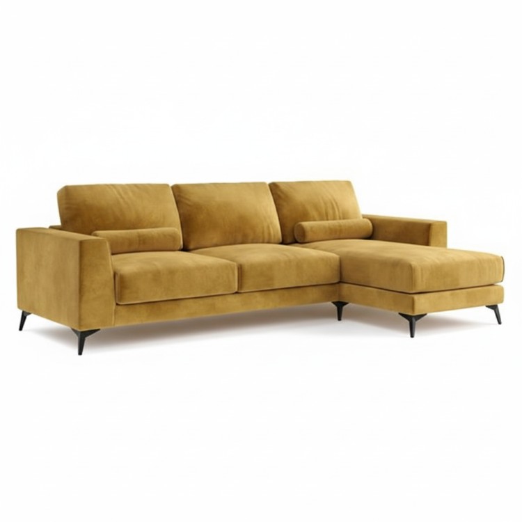 Модульный угловой диван Сканди 766s, 297 х 185 х 80 см, мягкий ППУ марки HR, горчичный