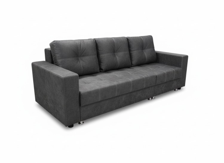 Диван трансформер удлинённый " Комфорт", велюр серый, кож.зам, букле, рогожка