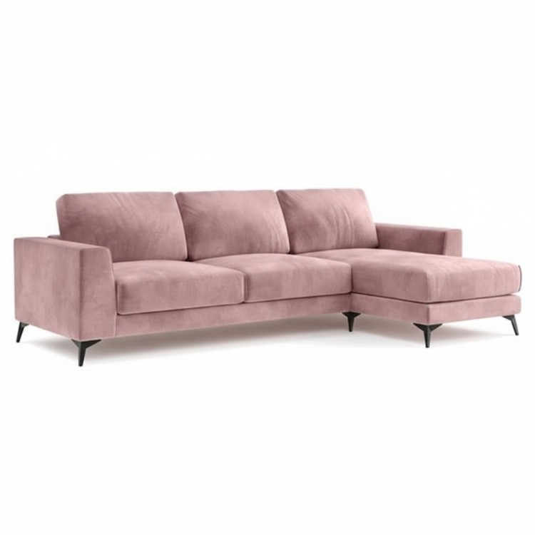 Угловой модульный диван Сканди 766с, 297 х 185 х 80 см, мягкое ППУ марки HR, розовый