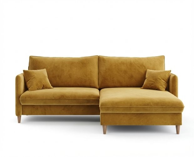 Угловой диван Берген с софой, 222 х 150 х 100 см, горчичный, шагающий механизм Пантограф