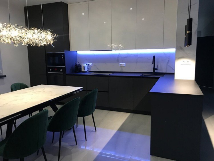 Кухня в контрастных тонах в стиле минимализм