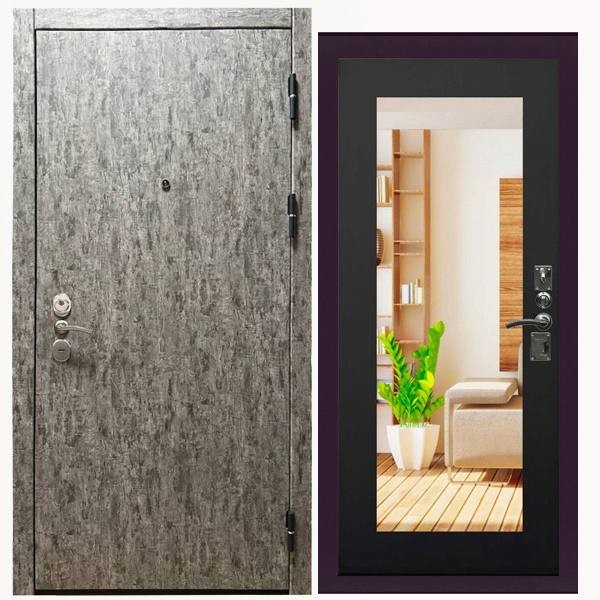 Дверь входная «Скала», внутренняя панель НШ-9/2 ( дуб серый)