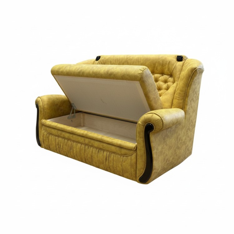 Диван-кровать «Фаворит» Малогабаритный. Замша жёлтая куркума.Механизм «Казачок»