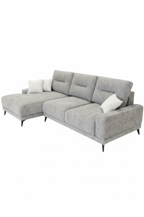 Угловой диван "Сиена" серый, с атоманкой . Белый, бежевый, зелёный,  терракотовый, жёлтый, голубой