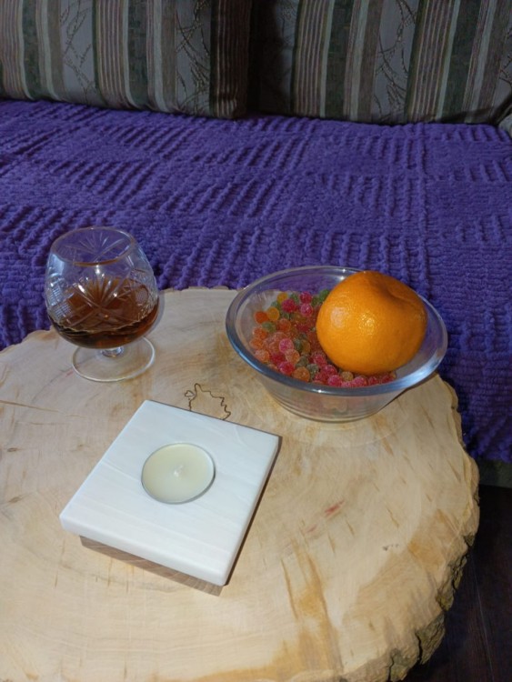 Подсвечник " Condreg-23" из искусственного камня и натурального дерева