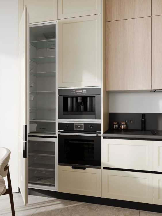 Кухня белая на заказ в неоклассическом стиле